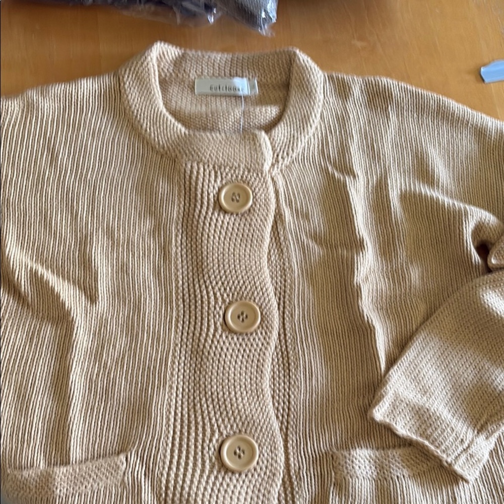 Cut Loose Tan Textured Knit Cardigan